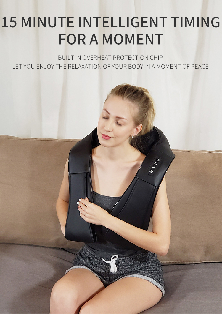 New Smart Button Control 3D Stimulate Human Kneading Heating Shiatsu Neck Massager Cervical Electric Back Shoulder Massager