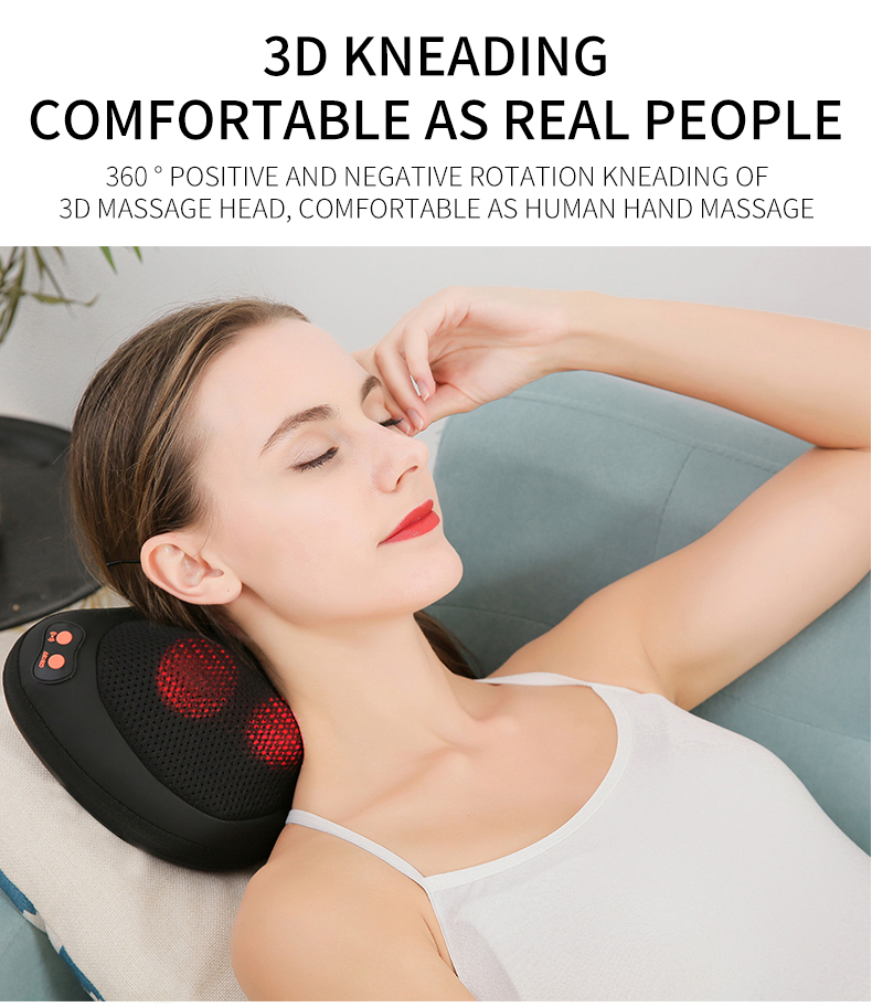 Amazon Car Home Shoulder Waist Cervical Electric Pillow Automatic Time Control Knead Shiatu Massage Pillow With Infrared Heating